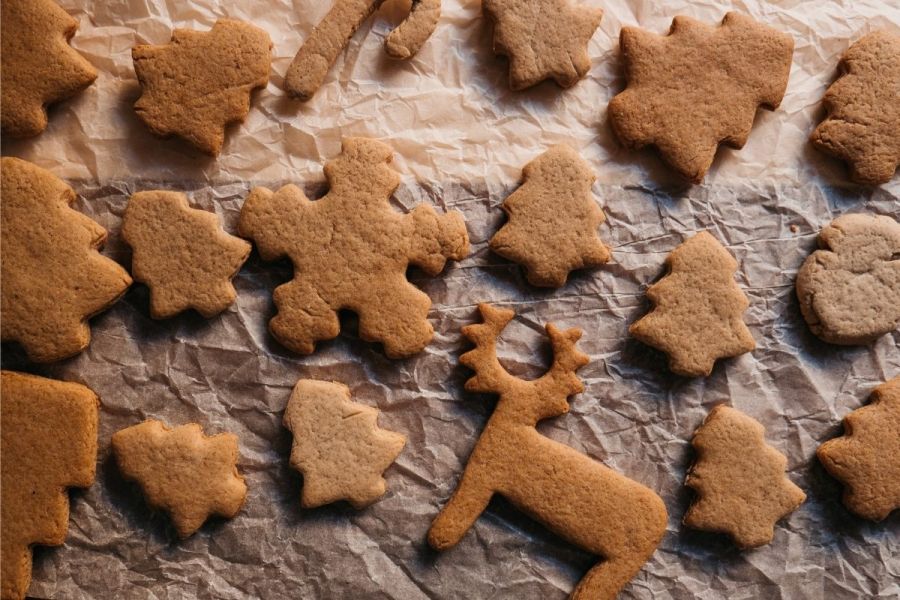 Baking Christmas cookies.